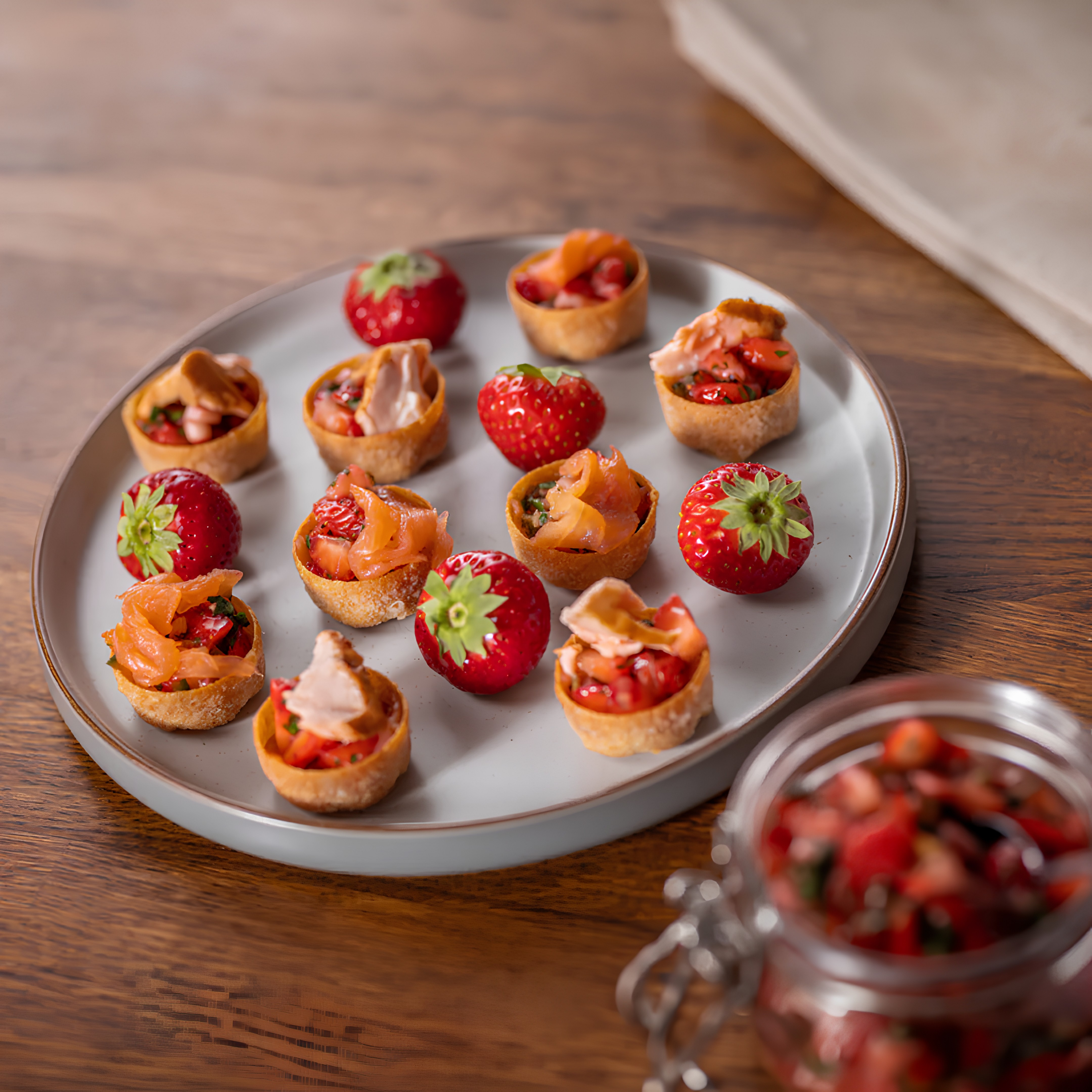 Smoked salmon with strawberry salsa